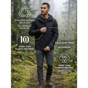 tentree Destination Rain Shell Jacket - Men's Small - Black